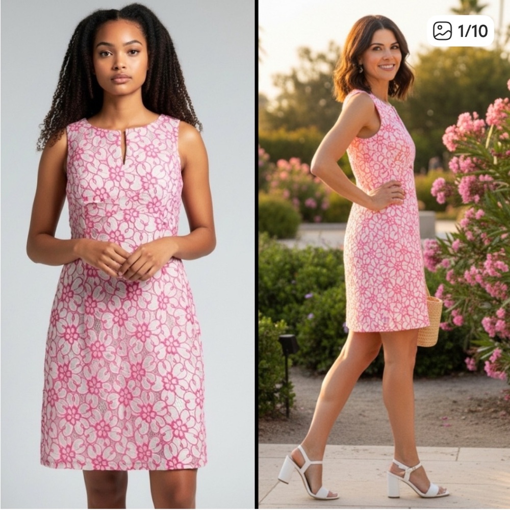 50%off w❤️NWT Lilly Pulitzer Daena Fiesta Pink Nylon Sleeveless Dress 10 $278 - Picture 3 of 16